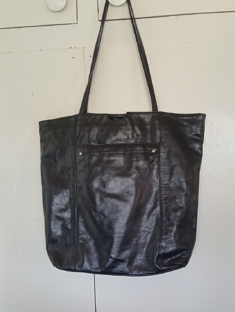 Latico Classic Black Leather Tote Bag